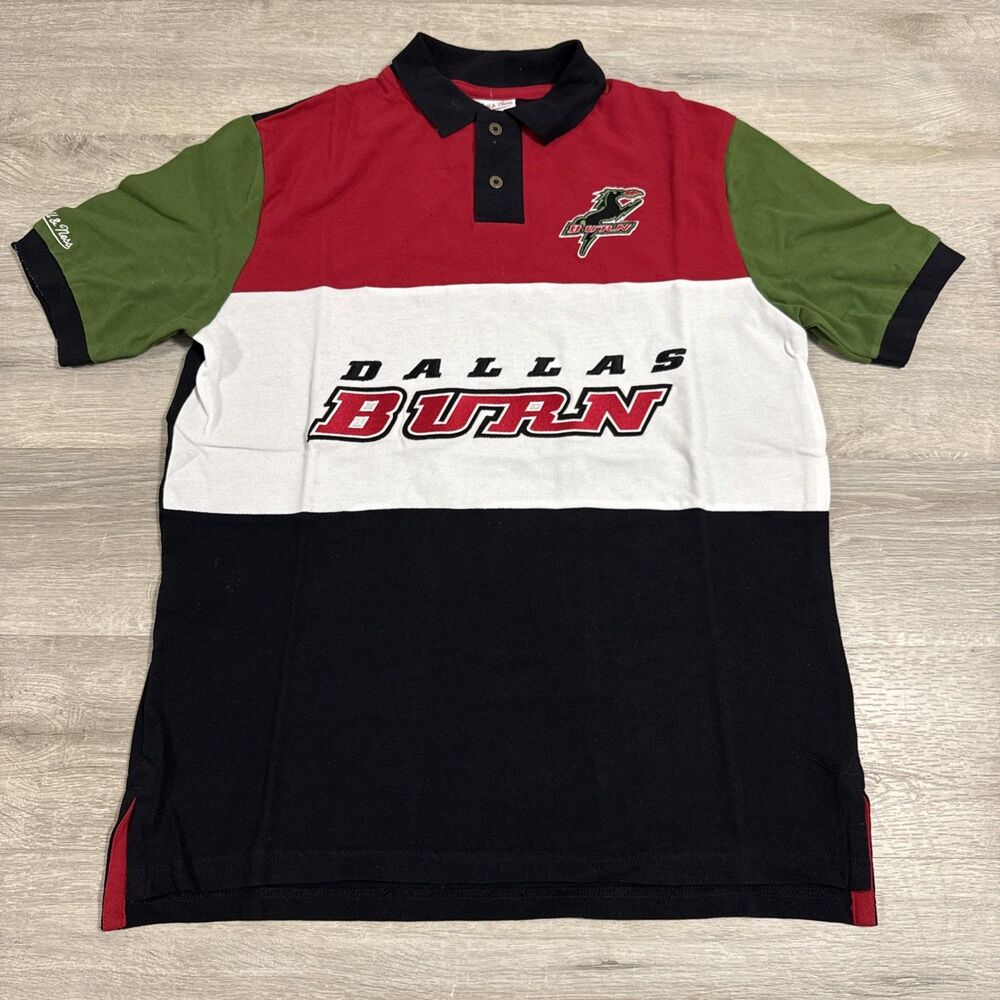 Dallas Burn Polo Shirt Mitchell Ness Since '96 Color Blocked Soccer Jersey Small